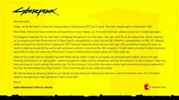 Cyberpunk 2077 снова перенесли — игра выйдет в декабре
