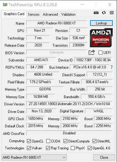 Radeon RX 6800 XT на частоте 2.8 ГГц: новые подробности