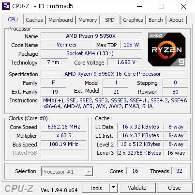 Да здравствует новый король: AMD Ryzen 9 5950X разогнан до 6362 МГц